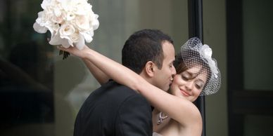 Calla lilies, stephanotis, vandella roses and white phaleonopsis orchid Bridal Bouquet