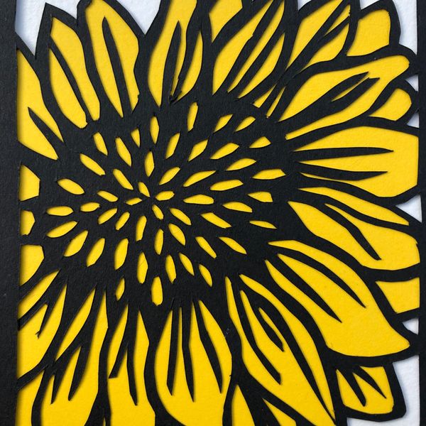 Kate Downey  paper cut bespoke commission sunflower art floral bright