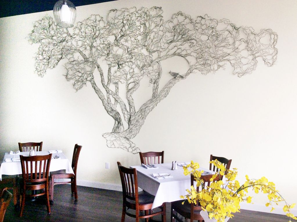 "Mystery Tree", 15ft wire wall art at Zoe Restaurant in California