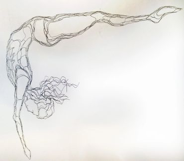 Sky dancer Diver Gymnast, 2D wire wall art, wire sculpture private commission