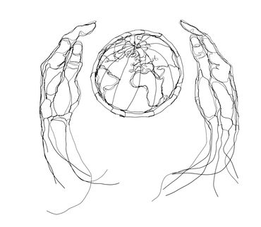 "Healing the Earth", 2D wire wall art created with the intent of making a better planet.