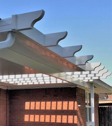 Combination half solid top and half lattice wood patio cover built in OKC Carports & Patio Covers.