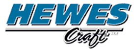 Logo of Hewes Craft in blue and black lettering.