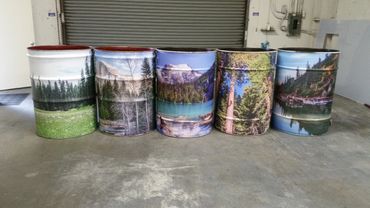 Sierra Club event garbage can graphics SF