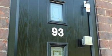 Black Solid Core door with Square block handle & Brisant Ultion lock upgrade fitted in Shireoaks.