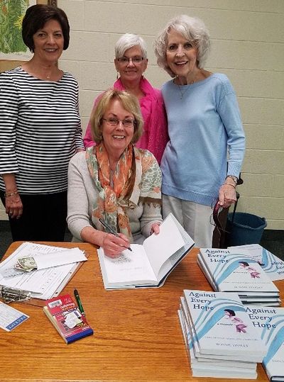 Author Bonnie Tinsley reads and signs Against Every Hope at First Baptist Church, Murfreesboro, TN. 
