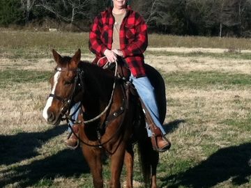Me on Kit at Stone Creek Lodge in Arkansas - Women Wine and Horses Retreat