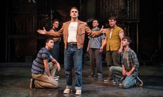 Group photo of the Jet ensemble in West Side Story at Milwaukee Rep