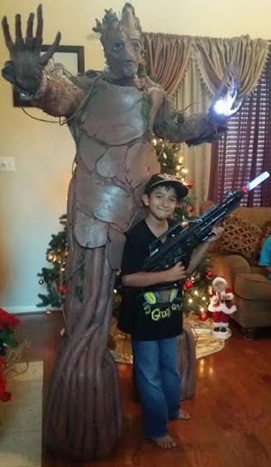 Groot from guardians movies superhero character in Houston for a birthday party