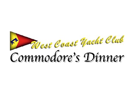 West Coast Yacht Club Commodore's Dinner logo with a nautical flag.