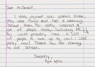 Thank you letters after a motivational high school assembly