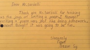 Inspired student showing gratitude and appreciation