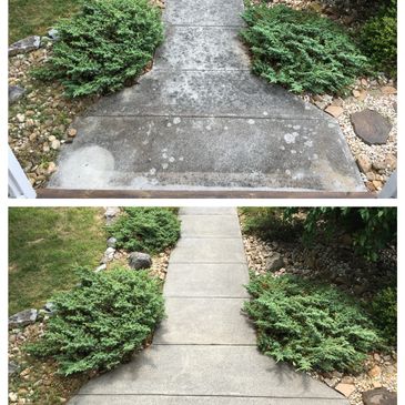 Concrete Pressure Washing Before and After. Blacksburg, VA. 24060. A clean Walkway adds curb appea