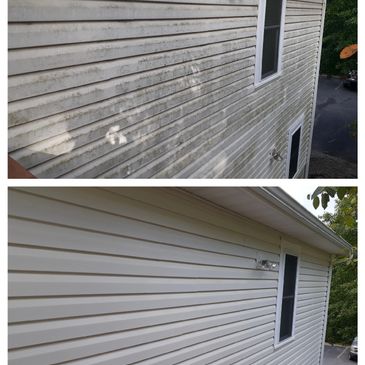 House Washing Blacksburg, VA. 24060. Dirty, Green, and Black Vinyl Siding. We wash vinyl siding w