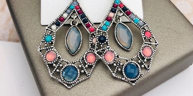 Bold, shinny, colorful, and inexpensive fashion earrings great for daily wear and dressing up