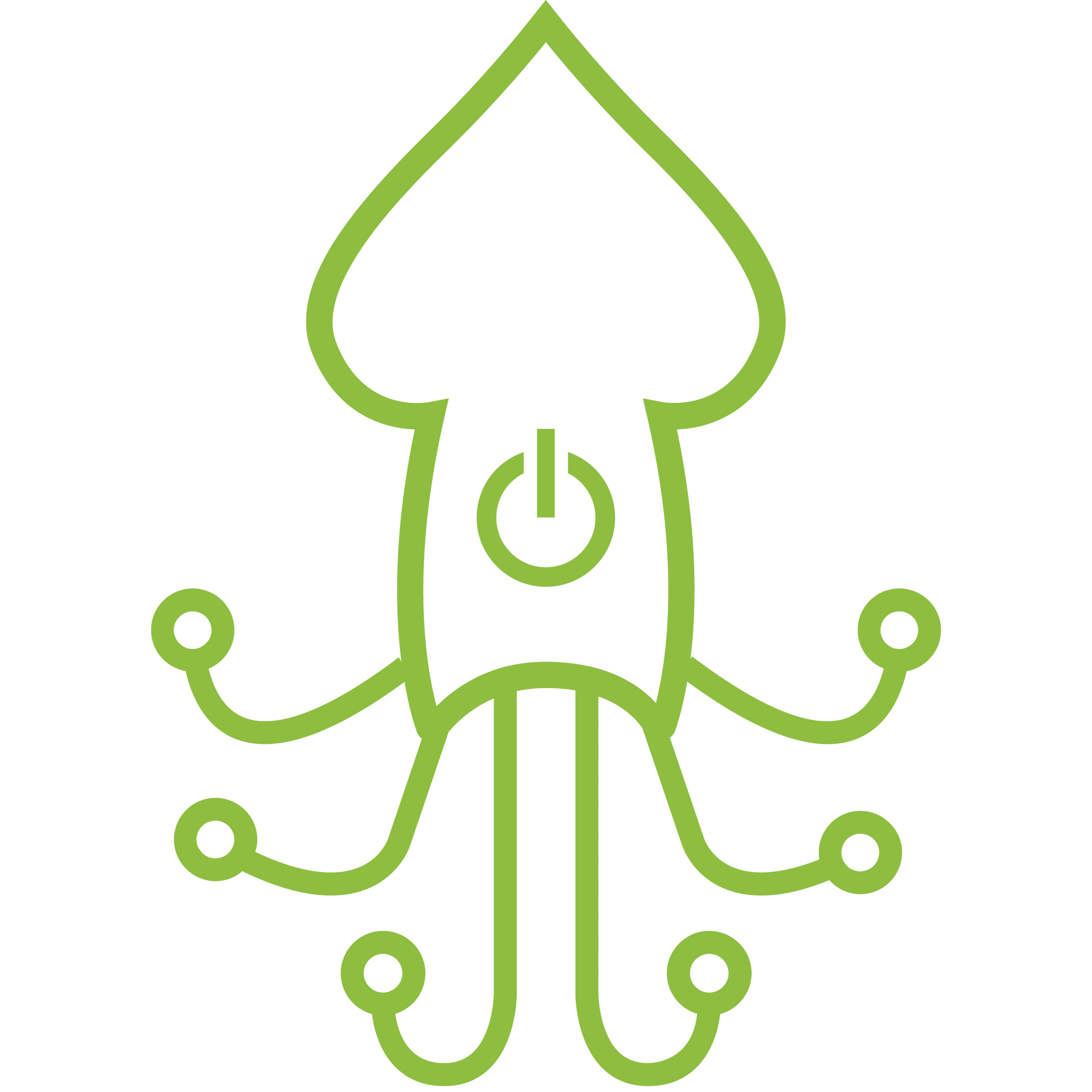 Stylized squid logo with 6 arms that mimic circuit board tracer wires.