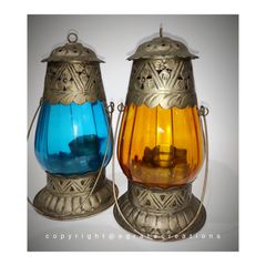 Vintage hanging colorful lamps 