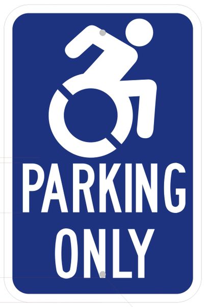 Handicap Parking Only Sign Blue Background Aluminum Signs X