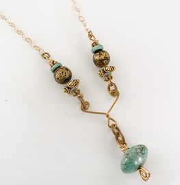 turquoise and brass necklace