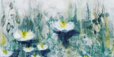 original encaustic painting entitled 'water lillies'