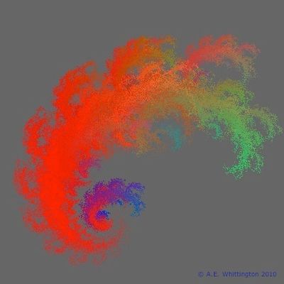 A fractal I created using the abundance of taxonomic groups. Red = invertebrates; green = plants.