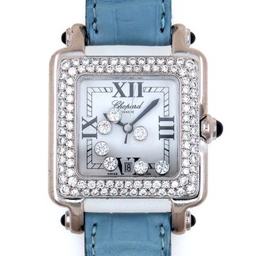 Chopard Happy Sport Square White Gold 18k Diamonds Sapphire LPP & Co LPP and Co lppandco Paris watch