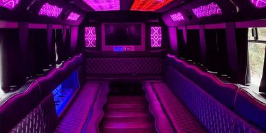 Photo of the inside of 30 person party bus