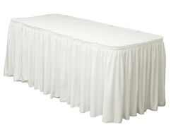 Table Skirting
Standard Classic Solid: 
Black, White, & Ivory
Table Riser Skirting
Drop Riser Skirt