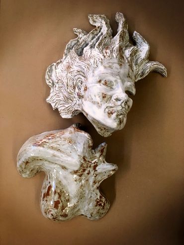 Cristina Sanchez sculpture, through the wall - Stoneware clay -Sold