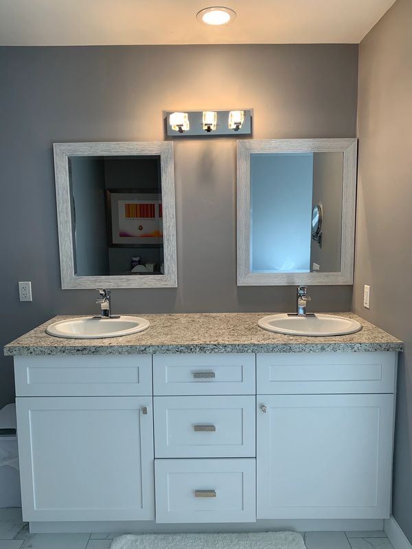 bathroom double sink, vanity installation