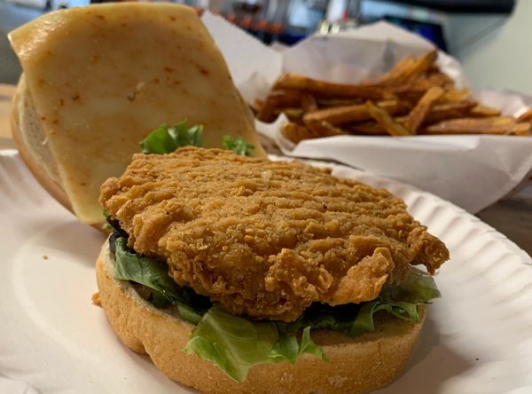 Kickin' chicken sandwich at Golden Flame Hot Wings