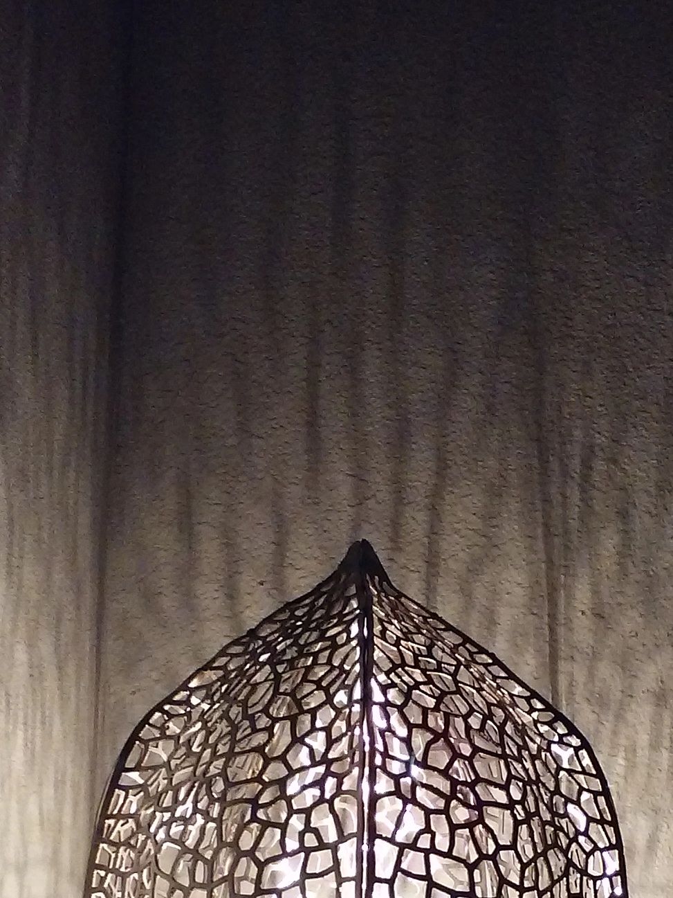 laser-cut lamp prototype design with an intricate, delicate organic lattice pattern.