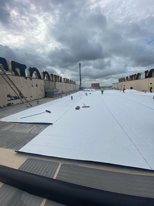 Commercial TPO Flat Roof, Hurricane Laura roof repair, storm damage, hurricane damage, insurance roo