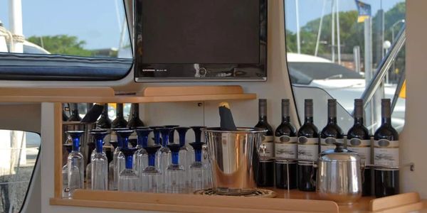 Bar area aboard Dreamtime Girl