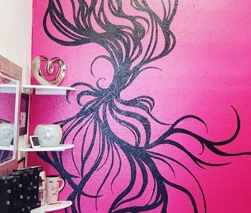 hair extension mural, mural hair, art, design