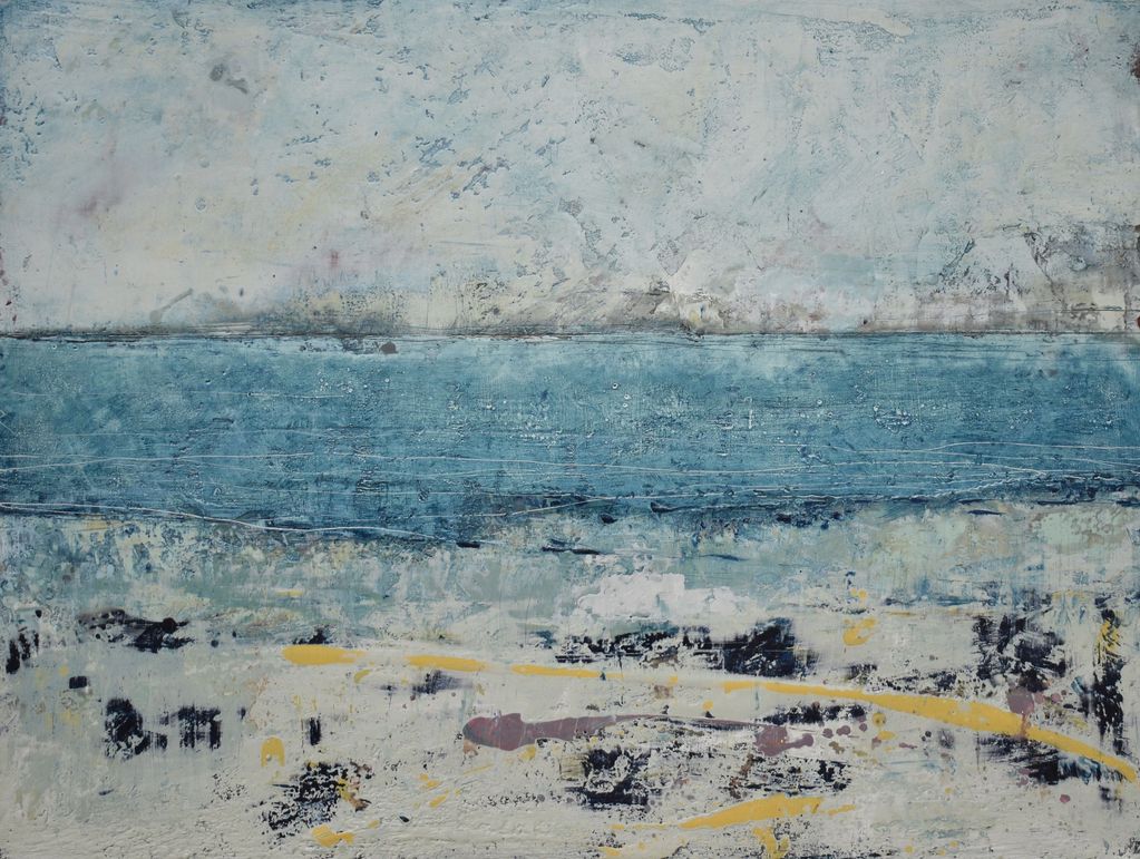 "Diligence".
81 x  61 cm.
Encaustics and oils on birch ply.