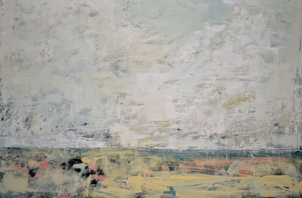 "I must down to the seas again".
121 x  81 cm.
Encaustics and oils on birch ply.