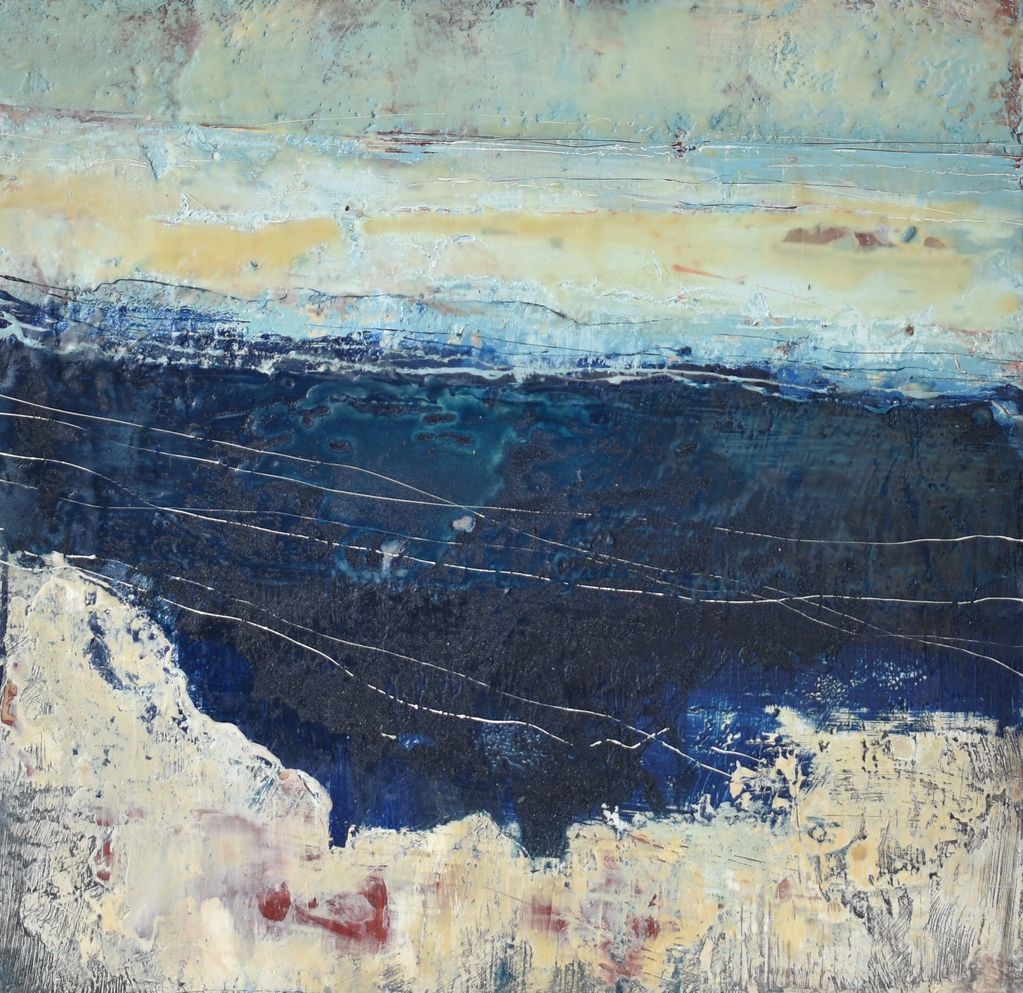 "Isolation ".
60 x  50 cm.
Encaustics and oils on birch ply.