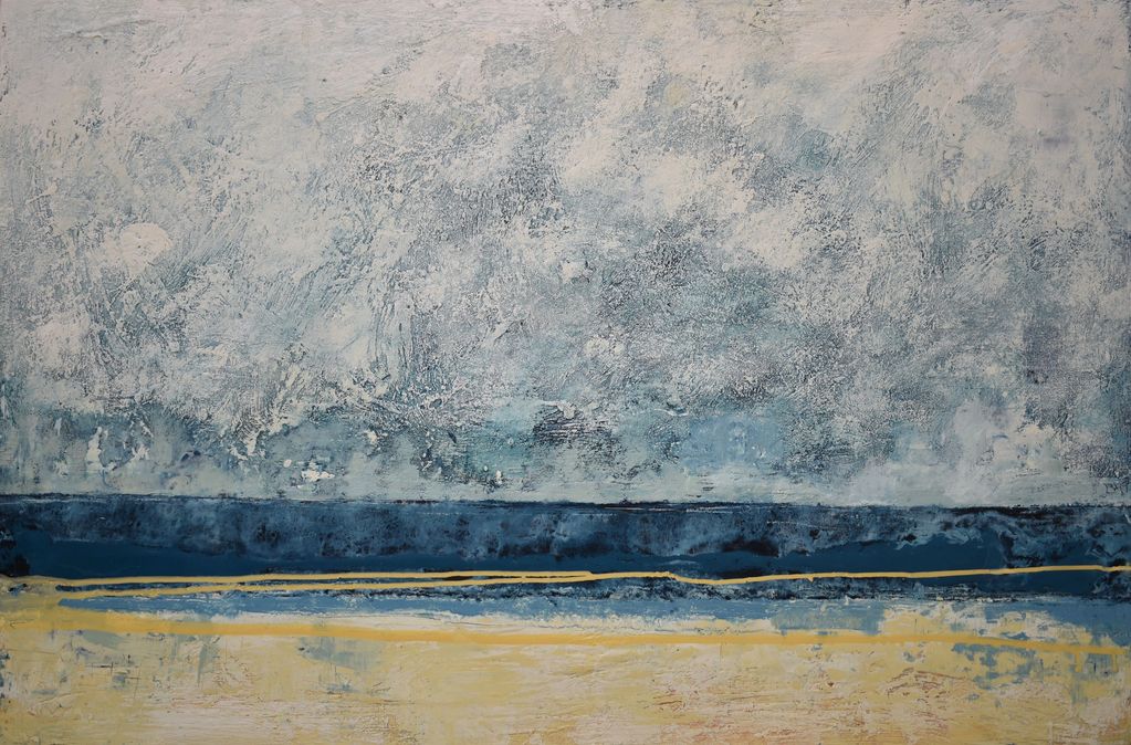 "To the lonely sea and the sky".
121 x  81 cm.
Encaustics and oils on birch ply.