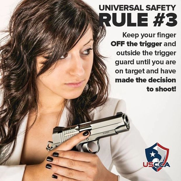 Universal gun safety Rule 3 keep your finger off the trigger until your sights are on the target
