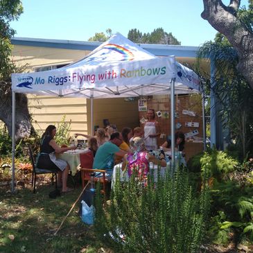 garden flying with rainbows earth pigment painting workshop