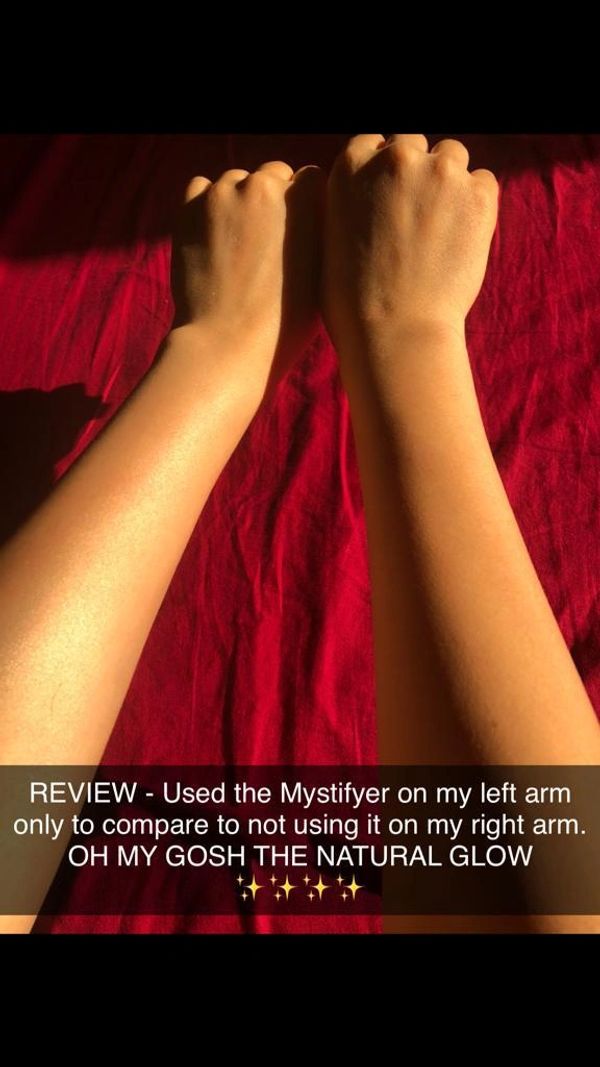 Natural glow, smooth skin and even colour after using body exfoliating mitt