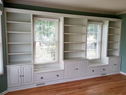Custom Bookcase with Bench Seating