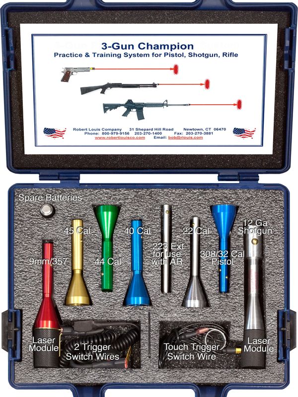 3-Gun Champion package for indoor laser practice for pistol, shotgun and rifle.