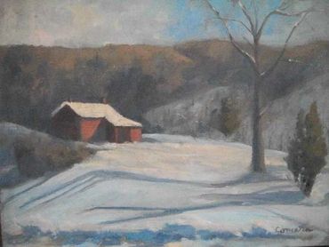 Red Barn in snow scene. Ringwood, Nj