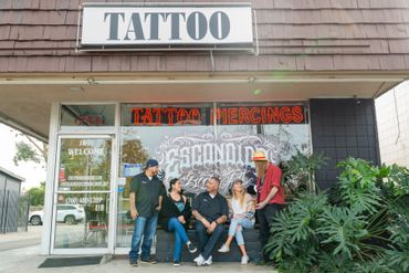 A view of a tattoo shop's exterior