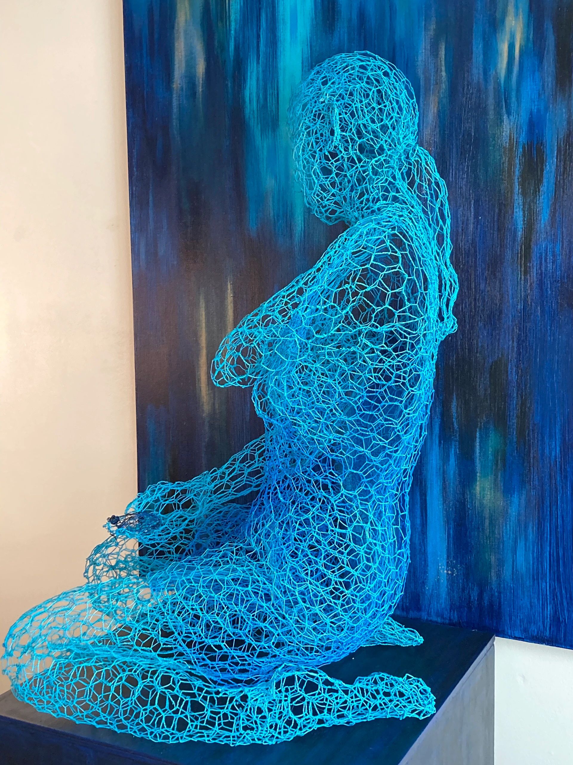 wire sculpture, mixed media