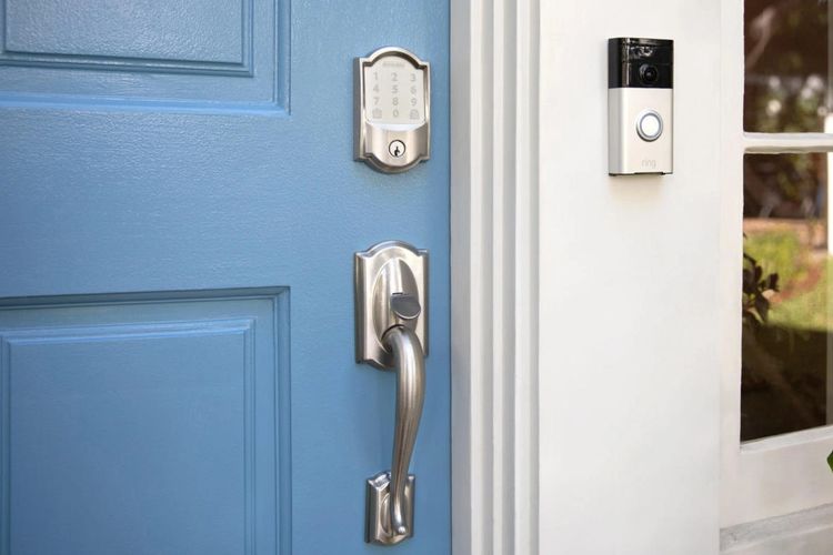 Schlage door handle and Schlage keypad lock