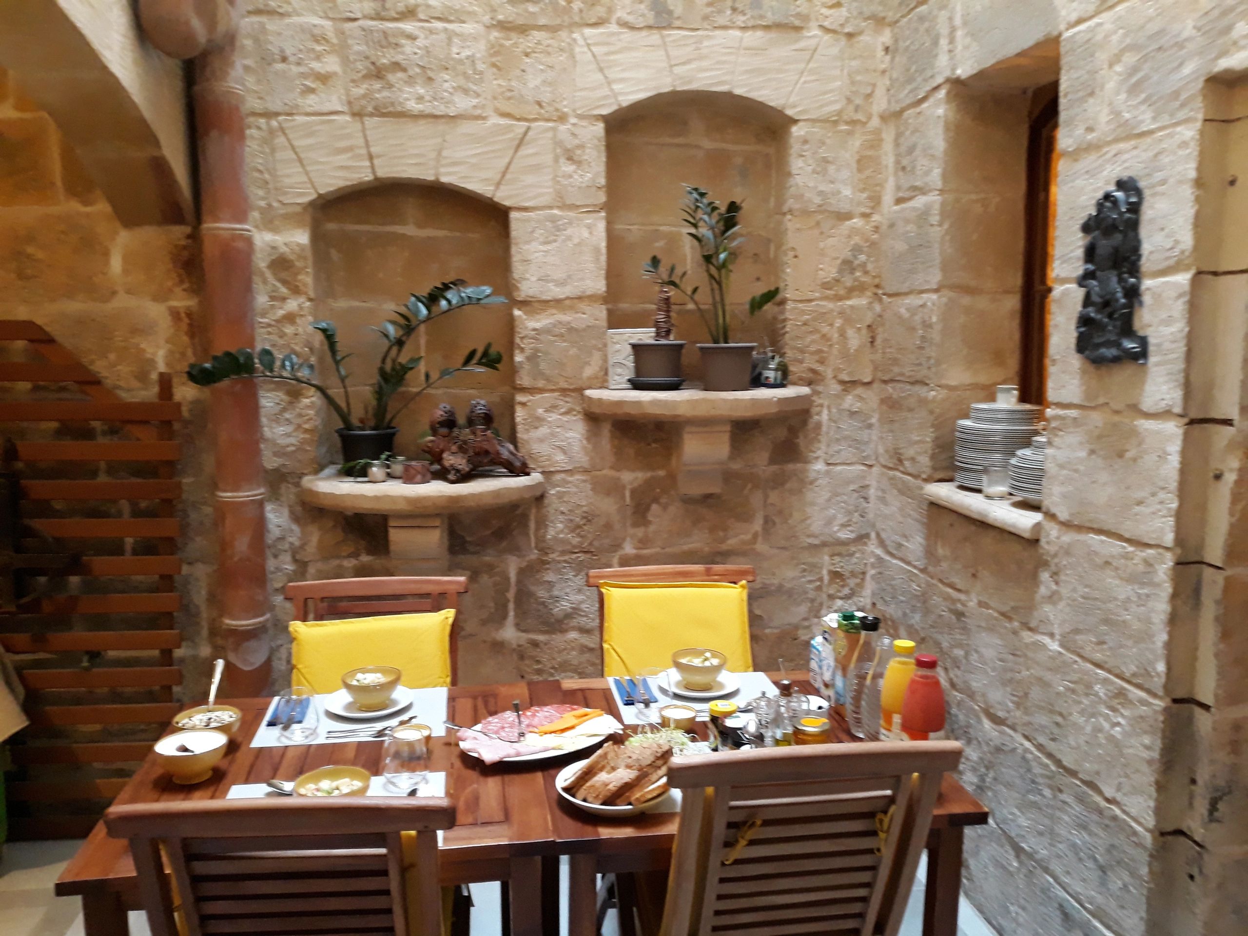 Courtyard where breakfast is served at The 3Cities Auberge