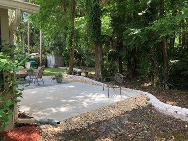 cleaned up yard debris with a newly installed patio